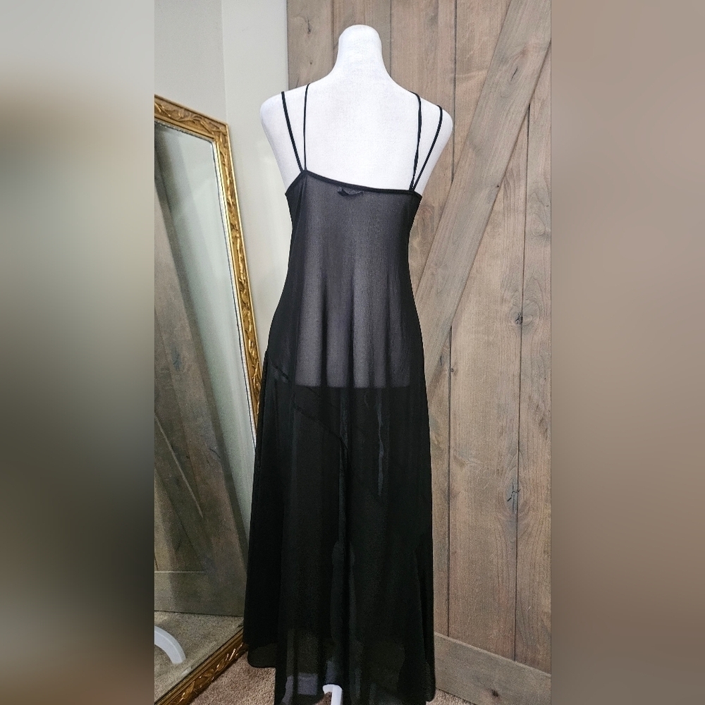 ZARA Tulle Mesh Asymmetrical Slip Dress In Black. Size Medium - Picture 12 of 16